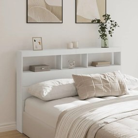 Armário de cabeceira com luzes LED 160x17x102 cm branco
