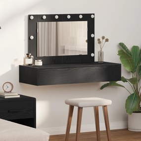 vidaXL Mesa de Toucador Suspensa com Luzes LED em Carvalho Preto