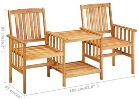 Cadeiras de jardim c/ mesa de centro e almofadões acácia maciça