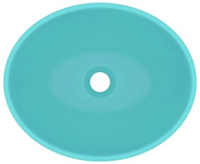 Lavatório luxuoso oval 40x33cm cerâmica verde-claro mate