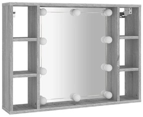 Armário espelhado com LED 76x15x55 cm sonoma cinza