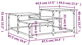 Mesa de centro 87,5x87,5x40cm derivados madeira carvalho sonoma