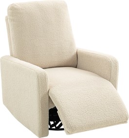 Poltrona reclinável, poltrona de relaxamento com apoio para os pés, giratória em 360° e reclinável, 76 x 94 x 100 cm, bege
