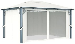 Gazebo com cortina 400x300 cm alumínio creme