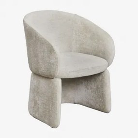Cadeira De Jantar Com Braços Estofada Em Tecido Chenille Vasilis Chenille Bege Creme - Sklum