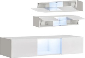 Armário Suspenso Anta – 160x30 cm – Branco e Preto com Porta Alto Bril