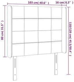 Cabeceira cama c/ luzes LED tecido 103x16x118/128 cm cor creme