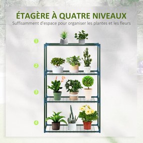 Conjunto de 2 prateleiras para flores em aço, com 4 níveis, para interior e exterior, suporte para plantas 70 x 27 x 110 cm, verde