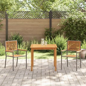 Conjunto de Jantar para Jardim vidaXL 3 Peças Cinza Poly Rattan Acácia