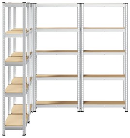 Prateleiras de armazenamento de 5 camadas 4 pcs aço prateado