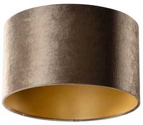 Abajur de Veludo Castanho com Interior Dourado 35/35/20