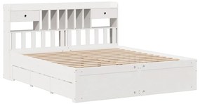 Cama com estante sem colchão 180x200 cm pinho maciço branco
