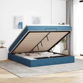 vidaXL Estrutura de cama otomana com colchão 180x200 cm azul escuro