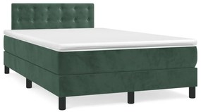Cama boxspring com colchão 120x190 cm veludo verde-escuro