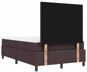 Cama Box Spring com Colchão e Banco Marrom Escuro 120x200 cm Tecido