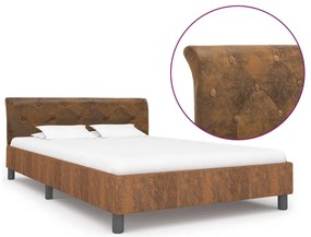Estrutura de cama 120x200 cm camurça artificial castanho