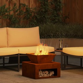 vidaXL Fire Pit Ferro Enferrujado 50 x 50 x 40 cm