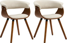 HOMCOM Conjunto de 2 cadeiras de sala de jantar, cadeiras de cozinha estofadas com encosto curvo e pés em madeira maciça, bege | Aosom Portugal