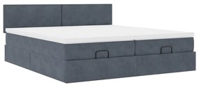 Estrutura cama otomana colchões 160x200 cm cinzento escuro