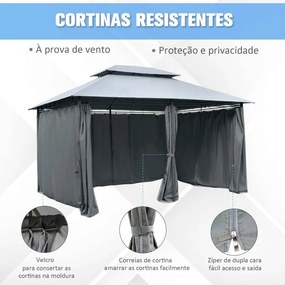 Pérgola de Jardim com Estrutura em Aço e Teto Duplo - 4x3m