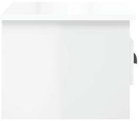 Mesa de cabeceira de parede 41,5x36x28 cm branco brilhante