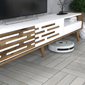 Conjunto de Mobiliário de Sala de Estar Valensiya – Nogueira e Branco