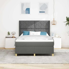 vidaXL Cama Box Spring com Colchão Cinza Escuro 160 x 200 cm em Tecido