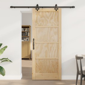 Porta Deslizante vidaXL com Conjunto de Acessórios 83x202 cm Madeira Maciça Pinho