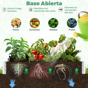 Mini estufa elevada galvanizada para jardim 202 x 101 x 81 cm com cobertura tipo mini-estufa e 2 portas enroláveis para ervas, vegetais e frutas Trans