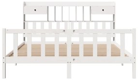 Cama com estante sem colchão 200x200 cm pinho maciço branco