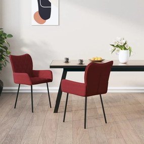 vidaXL Cadeiras de jantar 2 pcs tecido vermelho tinto