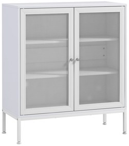 HOMCOM Aparador 3 Níveis Portas Malha Prateleira Ajustável Cozinha Sala Design Moderno 80x37x92 cm Branco Elegante Funcional | Aosom Portugal