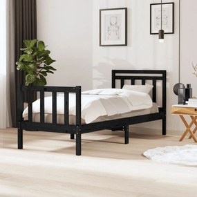 Estrutura cama solteiro 90x190 cm madeira maciça preto