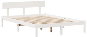 Cama com estante sem colchão 150x200 cm pinho maciço branco