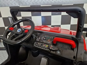 Carro elétrico para crianças jeep Transporter 24V, Pneus EVA, Assento de couro Vermelho