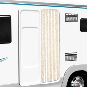 vidaXL Cortina anti-insetos 56x200 cm chenille bege e branco