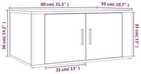 Mesa centro 80x50x36 cm derivados de madeira carvalho castanho