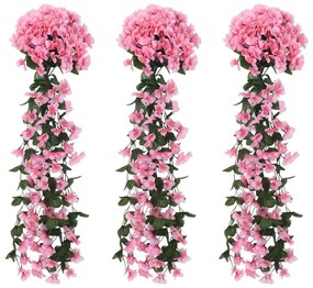 Grinaldas de flores artificiais 3 pcs 85 cm rosa