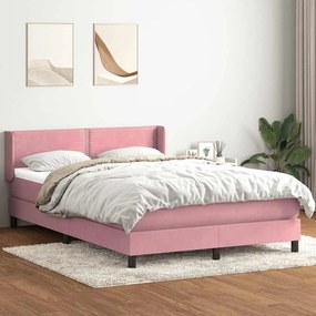 vidaXL Cama com molas/colchão 160x220 cm veludo rosa