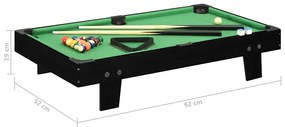 Mini mesa de bilhar 92x52x19 cm preto e verde