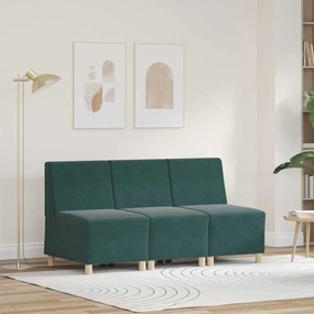 vidaXL Unidade de Sofá Modular Sem Braços 3 pcs Verde-escuro