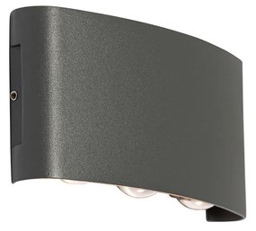 Candeeiro de parede exterior cinzento escuro com LED 6 luzes IP54 - Silly