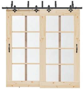 vidaXL Kit de ferragens para porta deslizante 213,5 cm aço preto