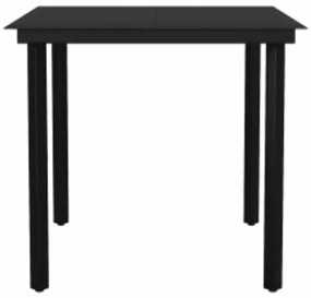 Conjunto de jantar jardim 5 peças almofadas vidro vime PE preto