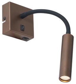 Candeeiro de parede moderno bronze com USB-C - Gosna Moderno