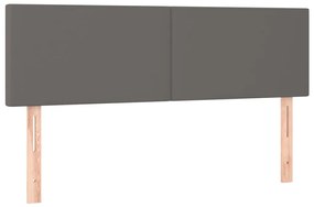 Cama com molas/colchão 140x200 cm couro artificial cinzento