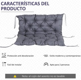 Almofada para Banco com Encosto 100x98x8cm Almofada de Banco de 2 Luga