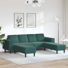 vidaXL Sofá de Sala de Estar 3 pcs Verde Escuro