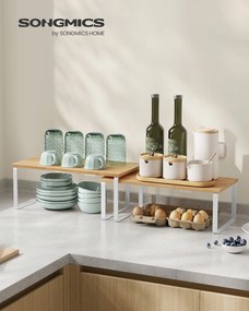 Conjunto de 4 prateleiras de cozinha, branco e bege-natural