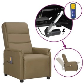vidaXL Poltrona de massagens elevatória couro artificial cappuccino